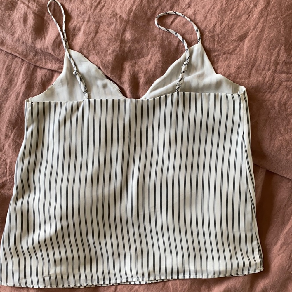 Stripe Scalloped Neck Cami w/adjustable  straps